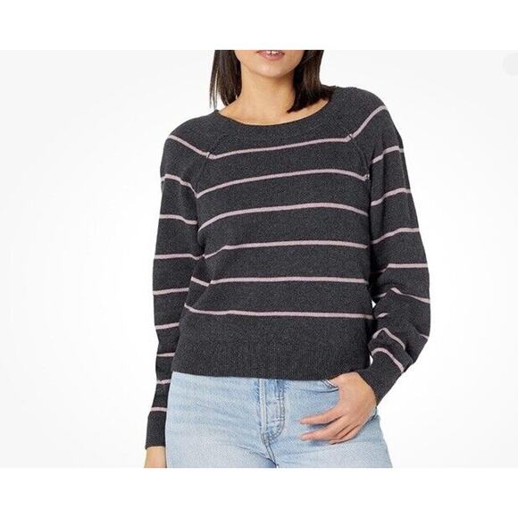 Lucky Brand Sweaters - Lucky Brand Women's Boat Neck Sweater Sz L Pink Gray Cropped y2k skater